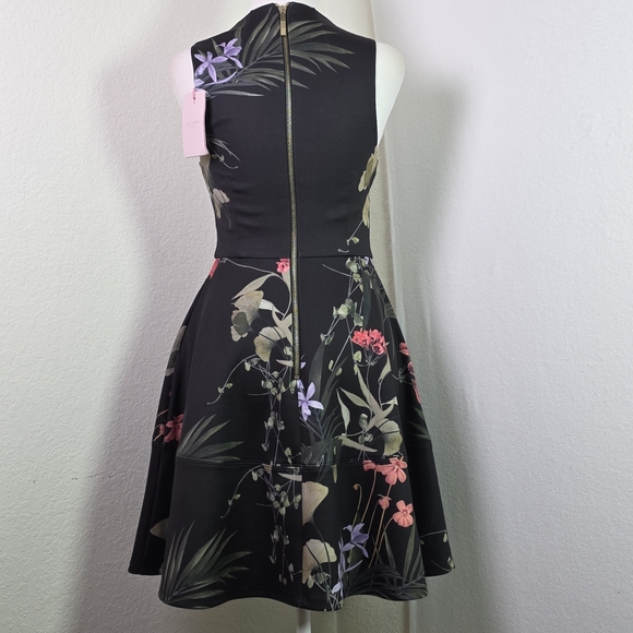 Ted Baker London Highland V Neck Skater Dress Sz 4 - Picture 4 of 13